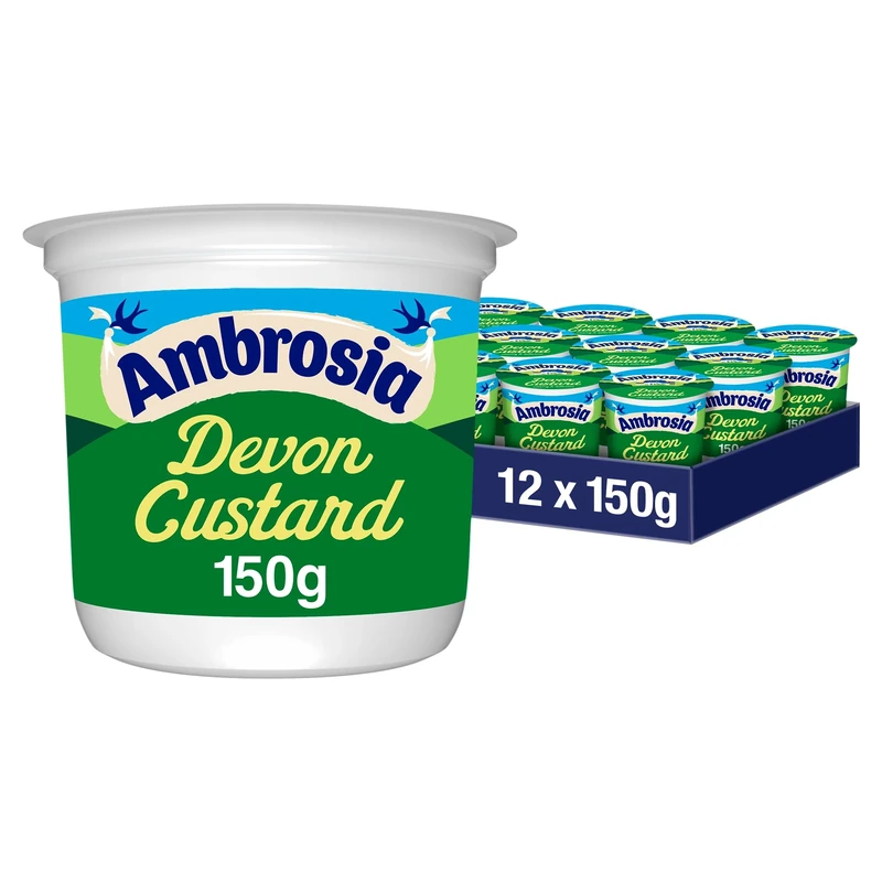 Ambrosia Devon Custard Pots, Original Recipe, Creamy Ready-to-Eat Dessert, 150 g (Pack of 12)