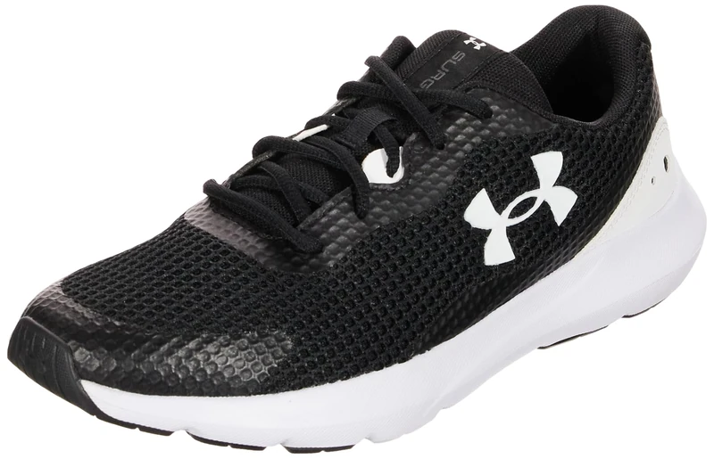 Under Armour Men's UA Surge 3 Running Shoe, Black and white , 7.5 UK
