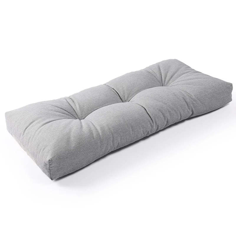 SUNROX LokGrip Non slip Tufted Memory Foam Bench Cushion, FadeShield Water Resistant Durable Thicken Outdoor/Indoor Bench Seat Pads 48x16x4 inch, Heather Grey