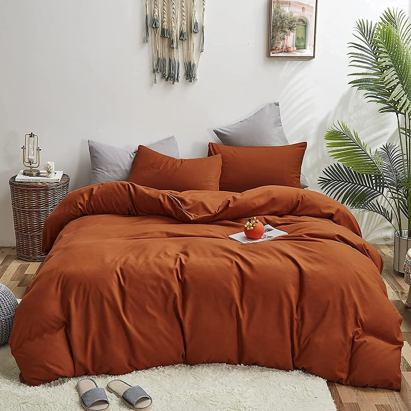 Houseri Burnt Orange Comforter Set Queen Rust Terracotta Caramel Bedding