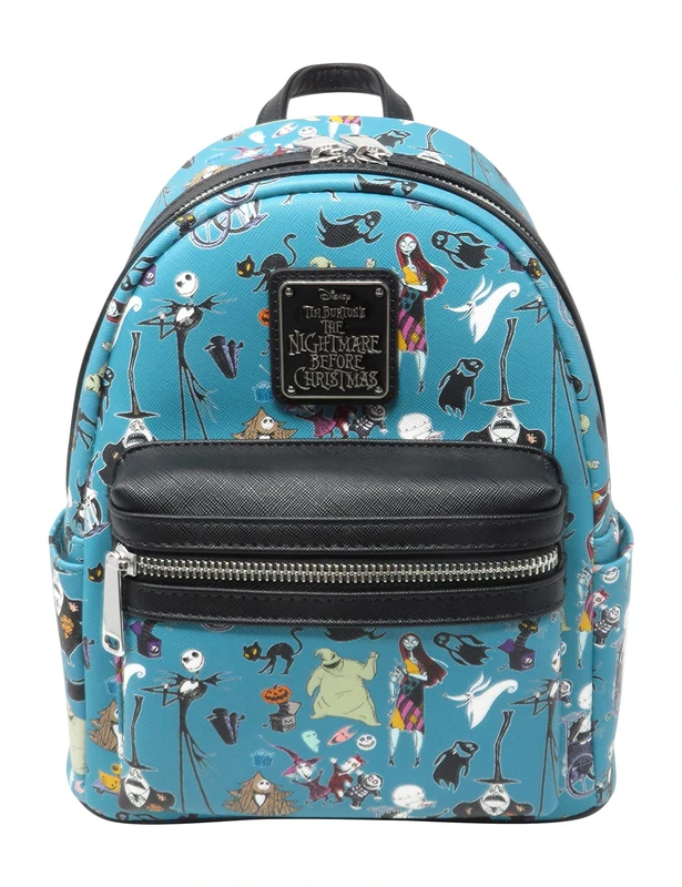 Loungefly Disney The Nightmare Before Christmas Allover Print Womens Double Strap Shoulder Bag Purse
