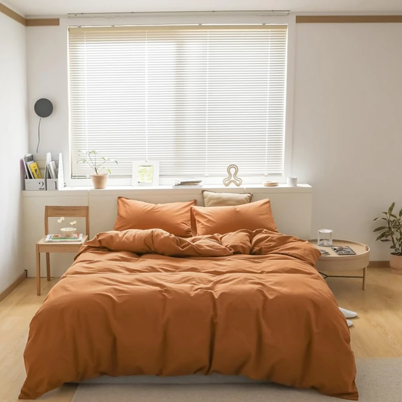 CLOTHKNOW Brown Queen Size Comforter Set Pumpkin Bedding Comforter Sets