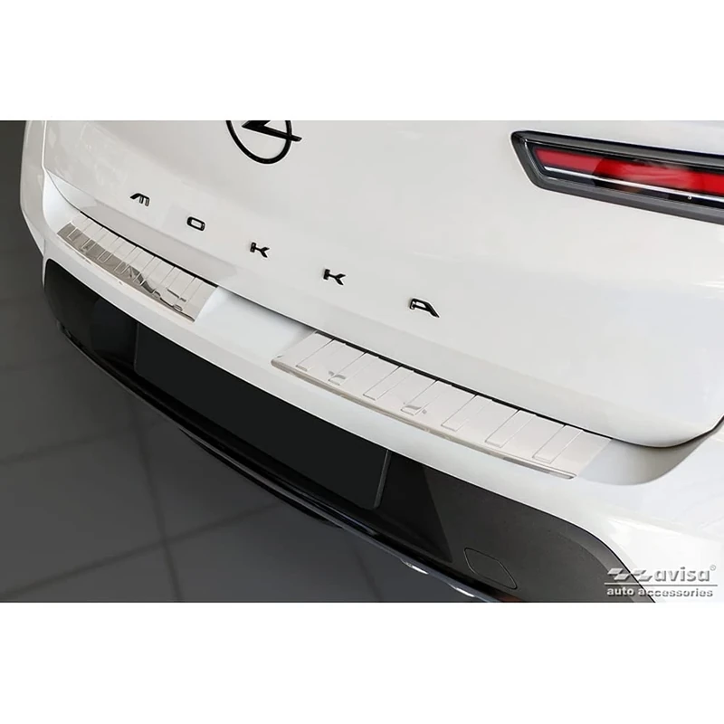 Avisa Stainless Steel Rear bumper protector compatible with Opel Mokka 2020- 'Ribs' (2-pieces)