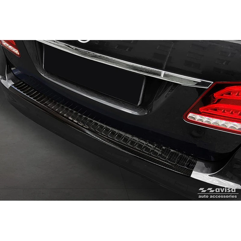 Avisa Real 3D Carbon Rear bumper protector compatible with Mercedes E-Class Combi FL 2013-2016 'Ribs'