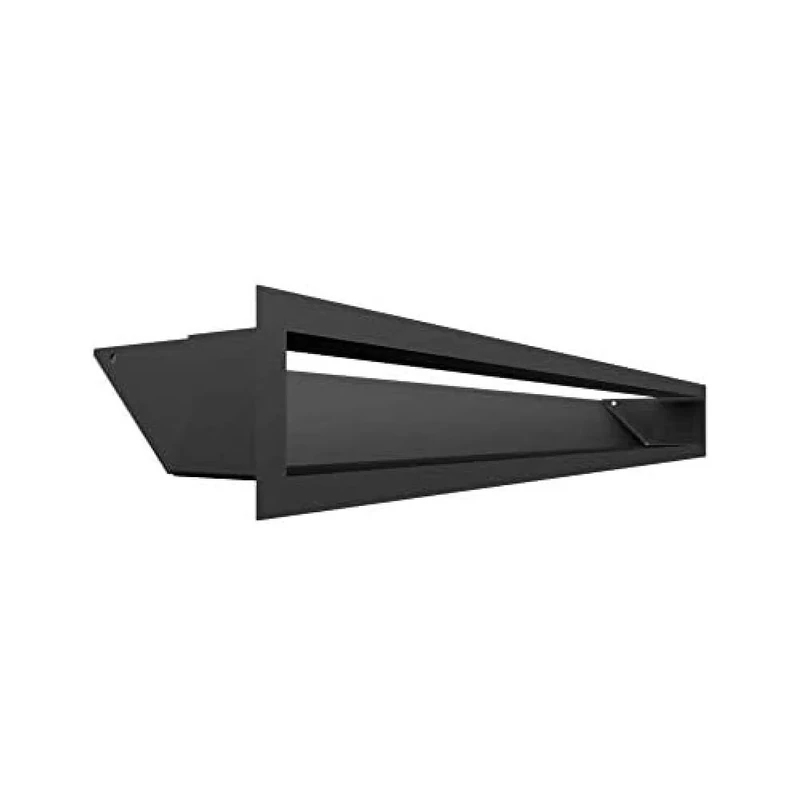 KRATKI ventilation grille AIR | Warm air grille 9 x 80 cm | Black | Exhaust grille for chimney ventilation | Air intake at a 45 degree angle | overheating resistant | Ideal for modern interiors