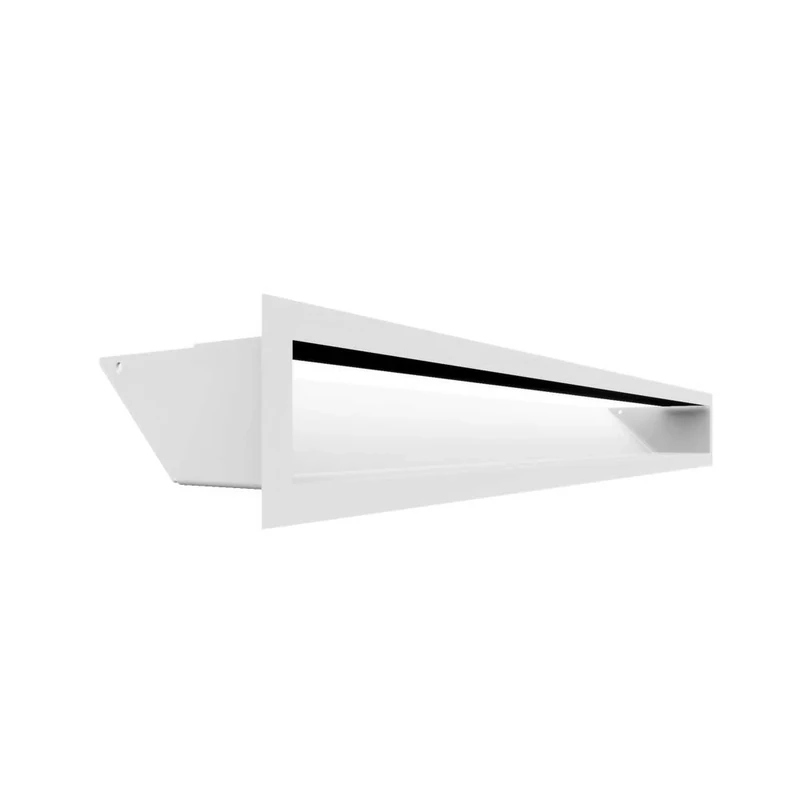 KRATKI Ventilation Grille Air | Warm Air Grille 9 x 80 cm | White | Exhaust Air Grille for Fireplace Ventilation | Air Intake at an Angle of 45 Degrees | Overheat Resistant | Ideal for Modern