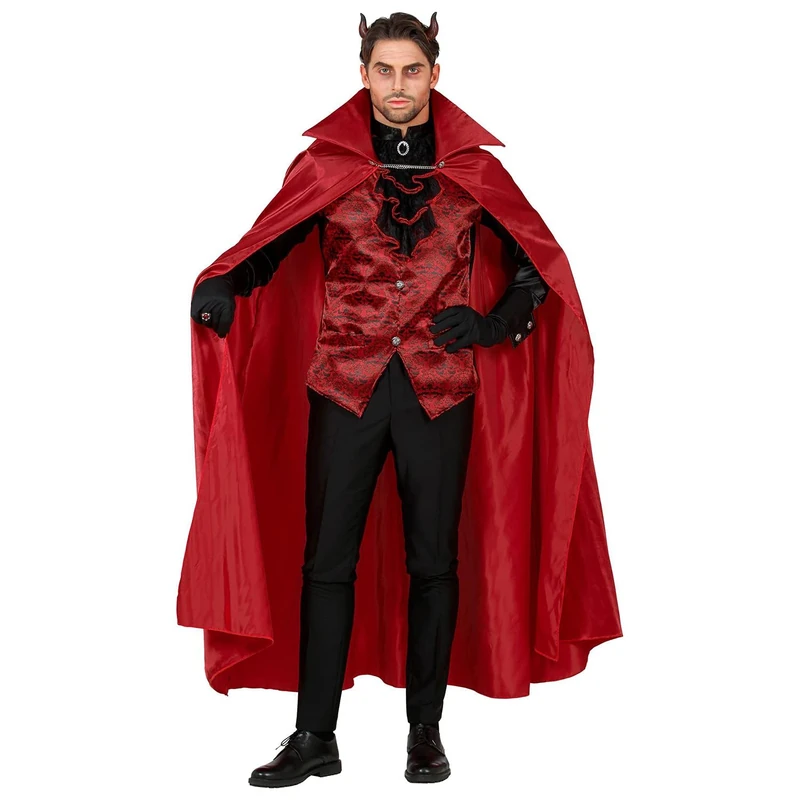 Widmann 11744 Devil Costume Shirt with Vest and Jabot with Medallion, Cape, Gloves