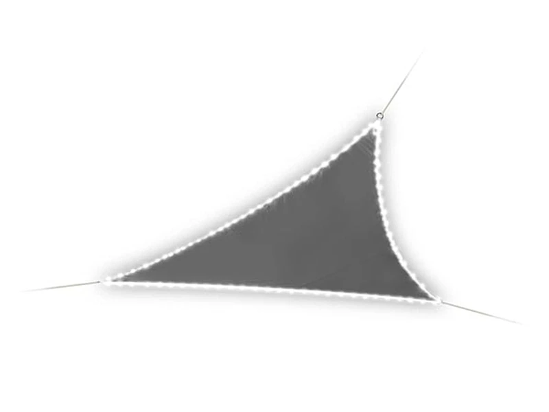 Perel Sun Shade Sail, 170 Solar LEDs, Waterproof, 3.6 x 3.6 x 3.6 m, 160 g/m², IP44, Polyester, Triangular, Anthracite