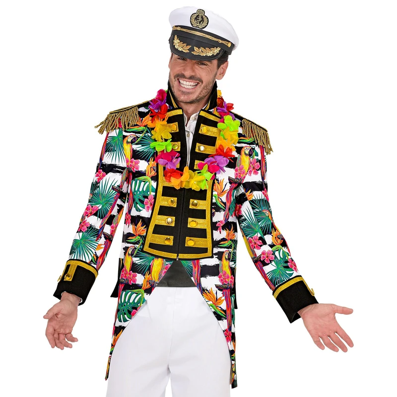 Widmann 51450 51450-Hawaii Parade Garde Uniform, Flowers, Palm Leaves, Circus Director Costume, Carnival, Theme Party, Men, Multi-Colour, XXL