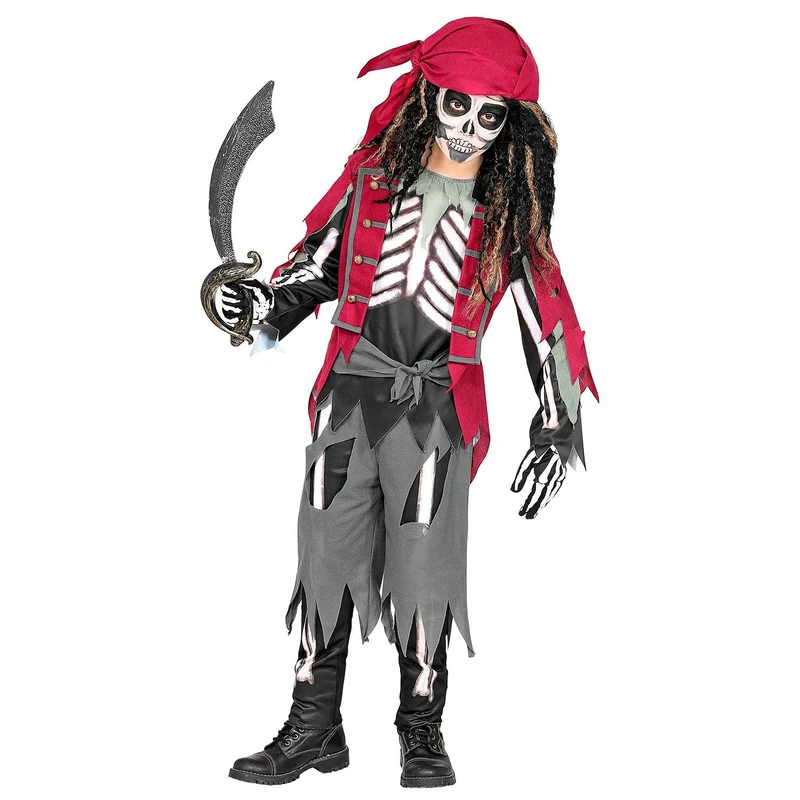WIDMANN Pirate Skeleton (shirt with vest and belt, pants, bandana) - (116 cm / 4-5 years)
