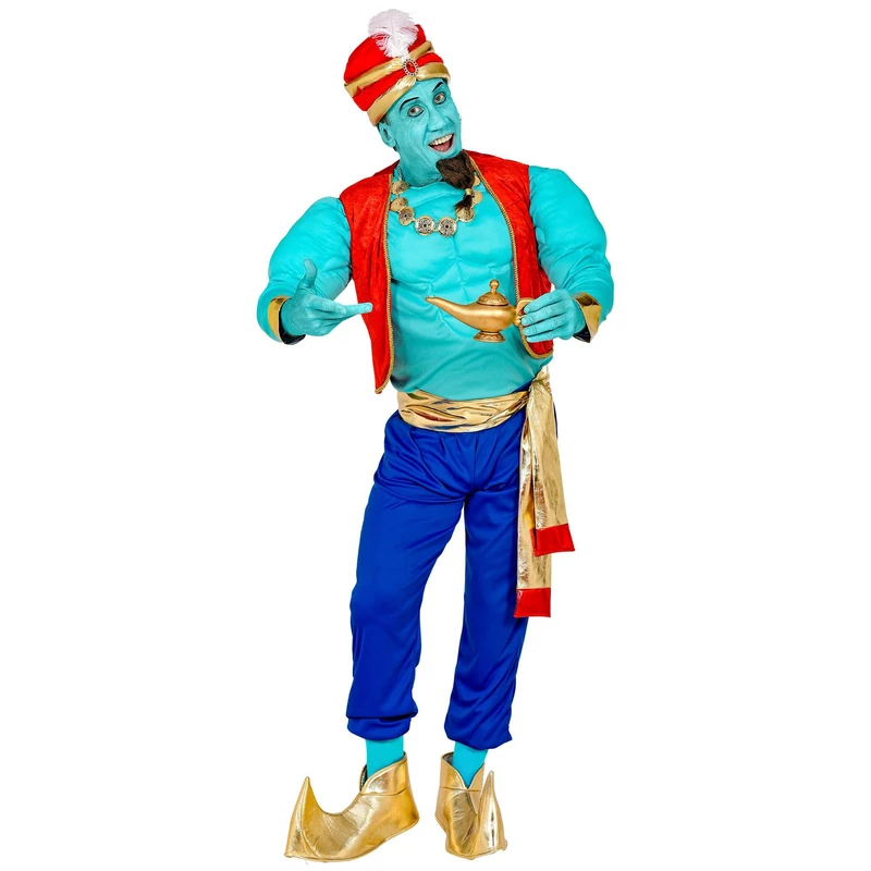Widmann Magic Genius Costume, Muscle Shirt, Vest, Trousers, Sash, Shoe Covers, Turban, Theme Party, Carnival