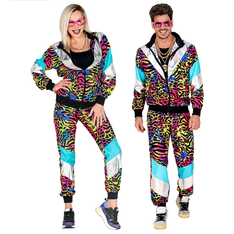 W WIDMANN MILANO Party Fashion - Costume Tracksuit, Animal Print, 80s Outfit, Jogging Suit for Carnival & Party