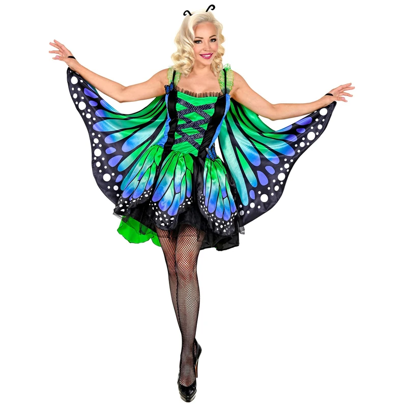 Widmann - Butterfly costume, dress with tutu, wings and antenna, for women, animal, butterfly, carnival, theme party
