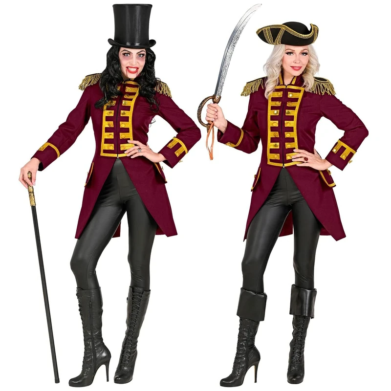 Widmann - Wine red parade tailcoat, guard uniform, pirate, steampunk, circus director, costume, carnival, theme party