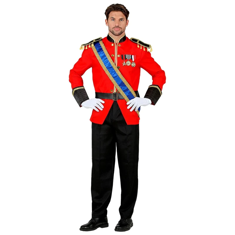 W WIDMANN MILANO Party Fashion - Royal Prince Costume for Men, Fairy Tales, English, Noble, Historical Uniforms, Carnival, Theme Parties, Size L, Red