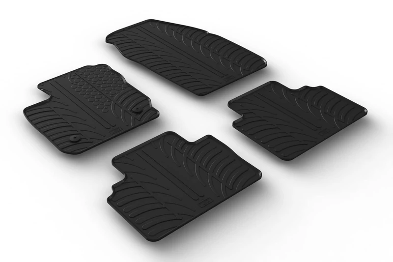 Gledring 0770 Set of Rubber Mats Suitable for Ford Tourneo Courier Estate/Passenger 2014 and Facelift 2018 (T Profile 4 Pieces + Mounting Clips)