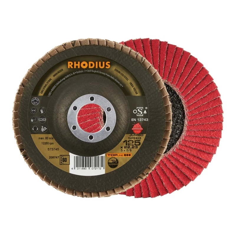 Rhodius Jumbo Speed Pack of 5 Flap Discs 125 x 22.23 Grit 60