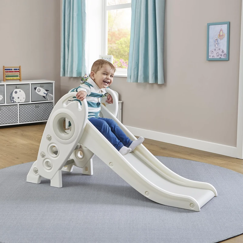 Liberty House Toys Kids Rocket Slide - First Slide, Playset for Indoor or Outdoor use Garden Slide White and Grey, H645 x W330 x D1250mm, LHT191WH - Image 1