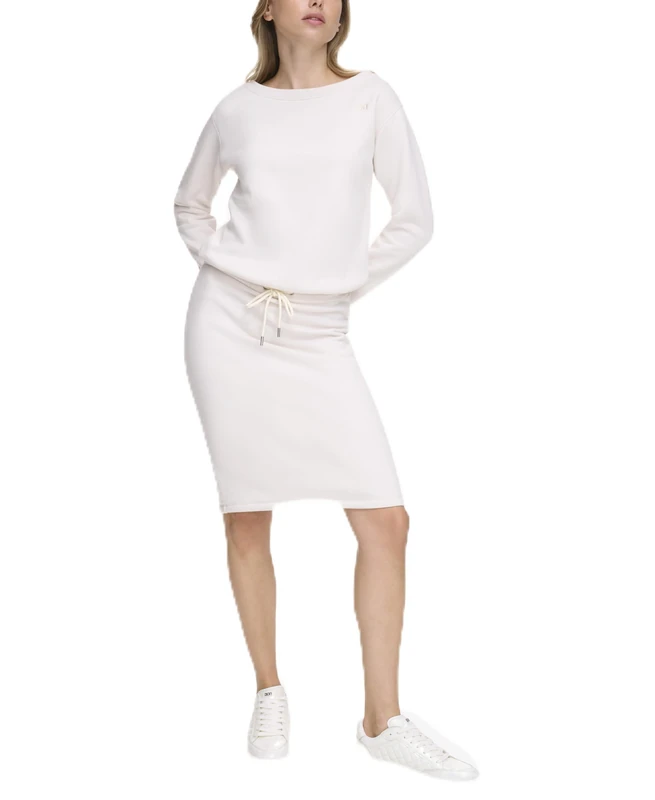 DKNY Women's Off The Shoulder Embellished Casual Dress, Sand, L - Image 1