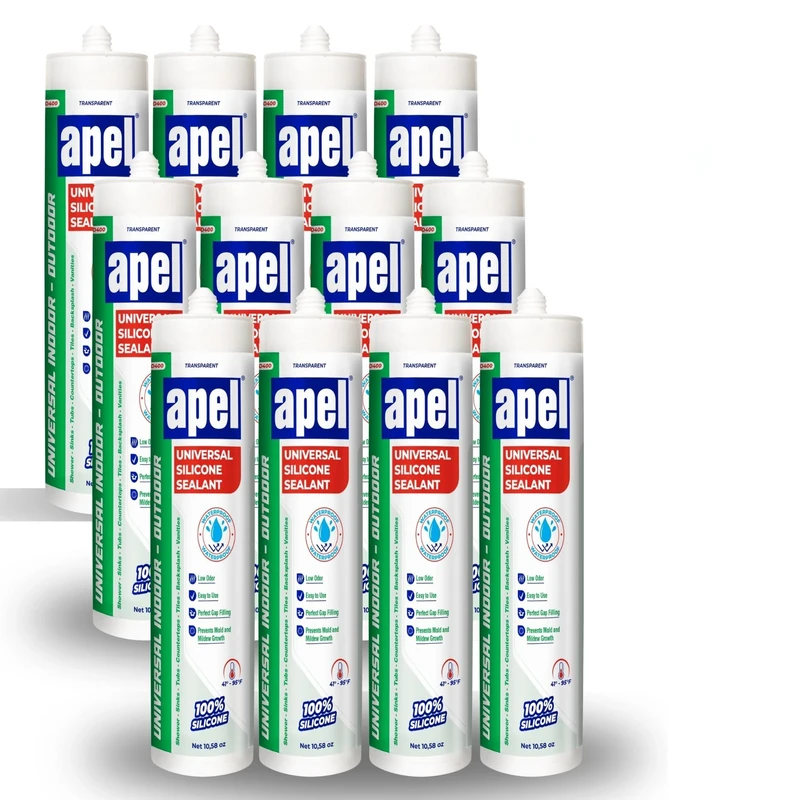 Multipurpose 100% Silicone Sealant (12 x 8.4 fl oz) Clear Waterproof 12 Pack