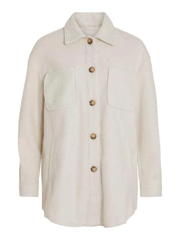 VILA Women's VIKIMMI Shirt L/S Jacket - NOOS Jacket, Super Light Natural Melan, M