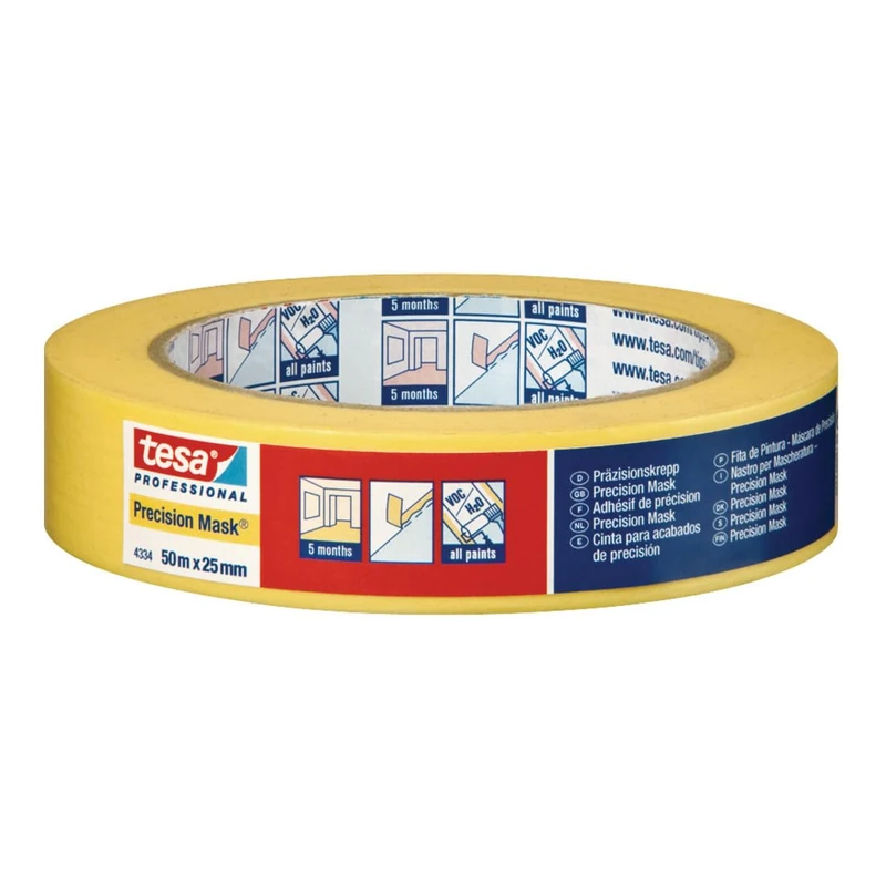 tesa Precision Masking Tape 4334 Plus - Pack of 4 (50m x 38mm)