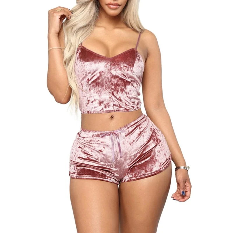 Women's Lingerie Sets Women Lace Sexy Pajama Sleepwear Straps Sleeveless Satin Nightgown Lingerie Set-2_XL