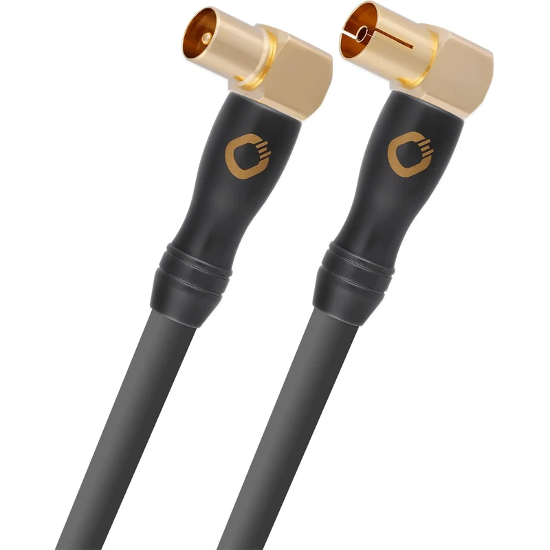 Oehlbach Transmission Shift HD Antenna Cable Angled 90 Degree (Made in Germany - 4K UltraHD Coaxial Cable for TV, Radio, Cable TV - HDTV, 4-Way Shielding) - 1 m Anthracite