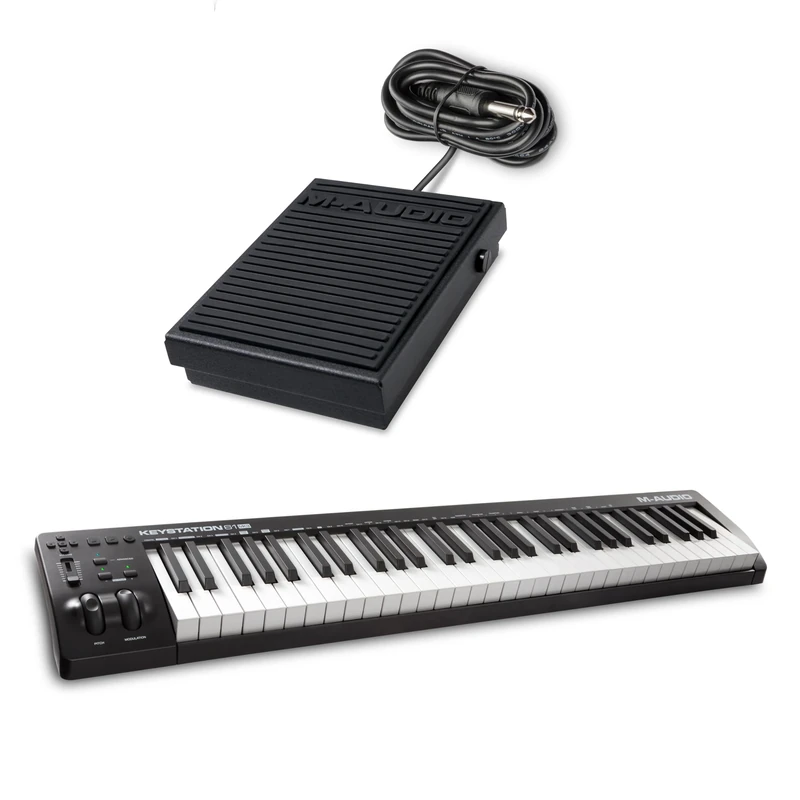 M-AUDIO Keystation 61 MK3 MIDI Controller Bundle with SP1 Sustain Pedal for Studio Recording, Music Production, Podcasting, Streaming