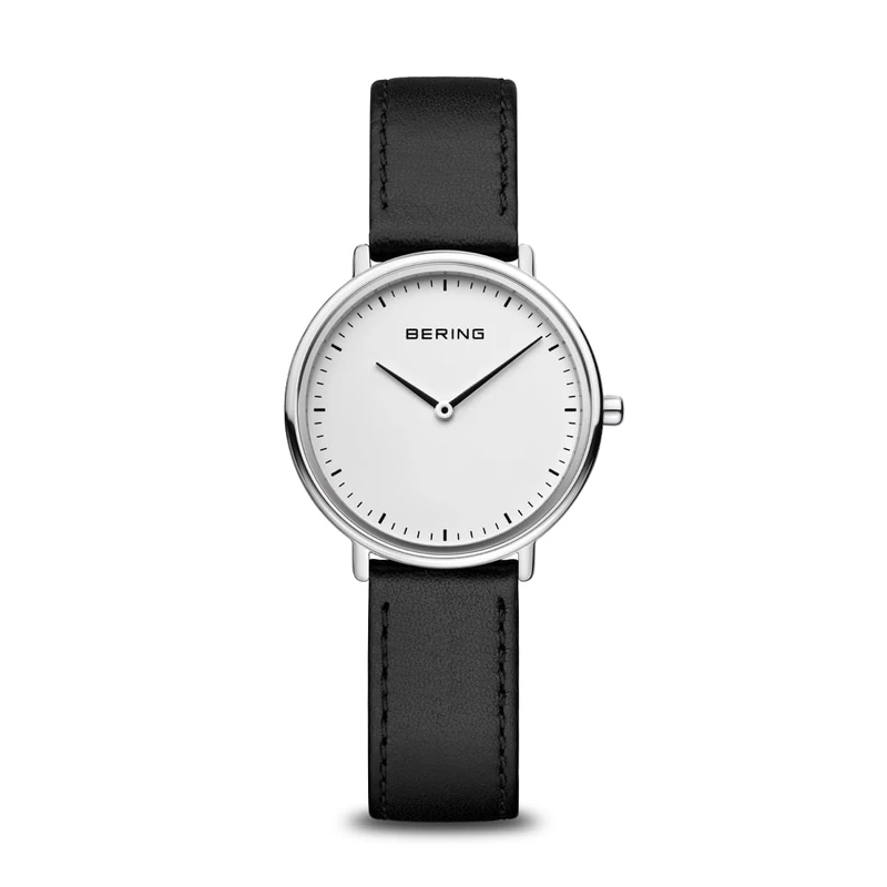 BERING 15729-404 Women's Watch Analogue Quartz Movement with Leather Strap, Black, Strap.
