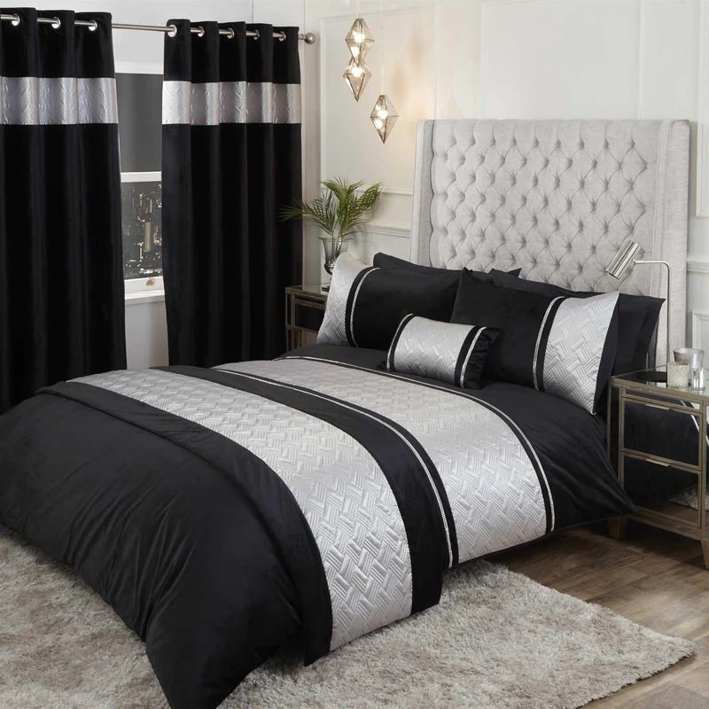 Rapport Home Capri Silver Velvet Duvet Cover Set - King Size (220x230cm) with 2 Pillowcases (50x75cm) - Luxurious Soft Bedding for Elegant Bedroom Decor - Image 1