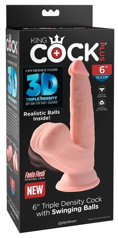 King Cock Plus Triple Density Natural Dildo Hautfarben Hell One Size