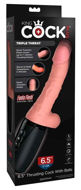 King Cock Plus Vibrator with Shock Function-5519290000 Hautfarben Hell One Size