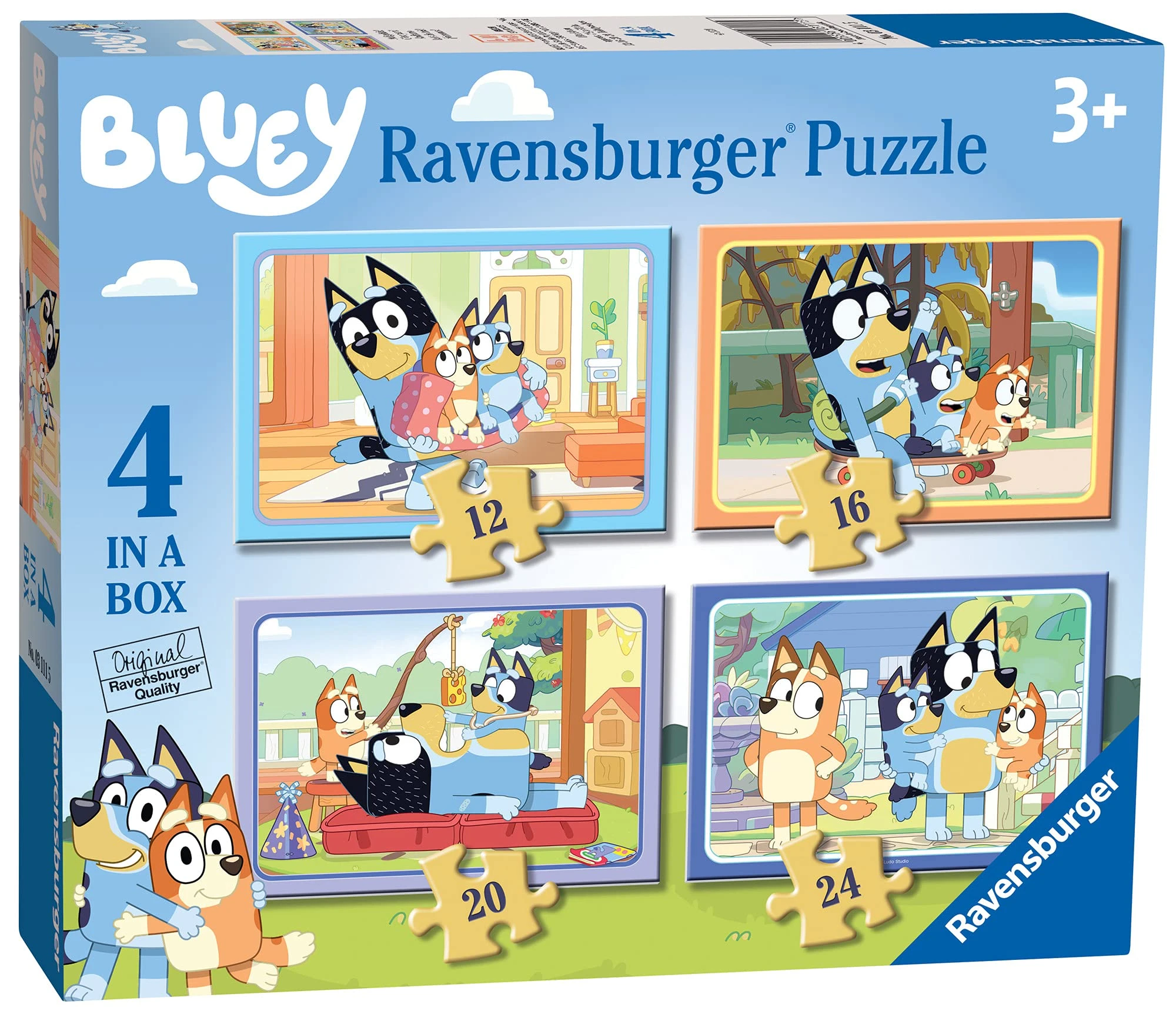 Ravensburger Bluey 4 in Box Jigsaw Puzzles for Kids Age 3 Years Up - 12, 16, 20 & 24 Pieces
