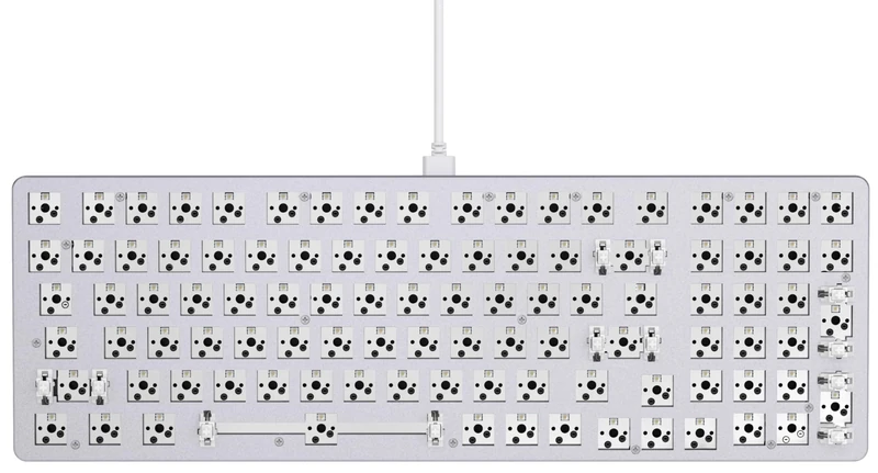 Glorious Gaming GMMK 2 Full Size (96%) Barebones (Frame Only) - Mechanical Gaming Keyboard Frame, Full Size (96%), Aluminium, Customisable, Per Key RGB, American/ANSI Layout - White