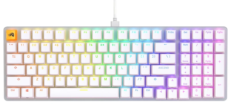 GLORIOUS Gaming GMMK 2 Full Size (96%) - Mechanical Gaming Keyboard, Aluminium Frame, Customisable, Doubleshot Caps, Fox Switches, Per Key RGB, Full NKRO - American QWERTY Layout - White