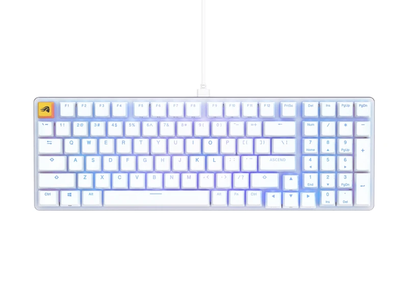 Glorious Gaming GMMK 2 Full Size (96Percent) - Mechanical Gaming Keyboard, Aluminium Frame, Customisable, Doubleshot Caps, Glorious Fox Switches, Per Key RGB, Full NKRO, German QWERTZ Layout - White