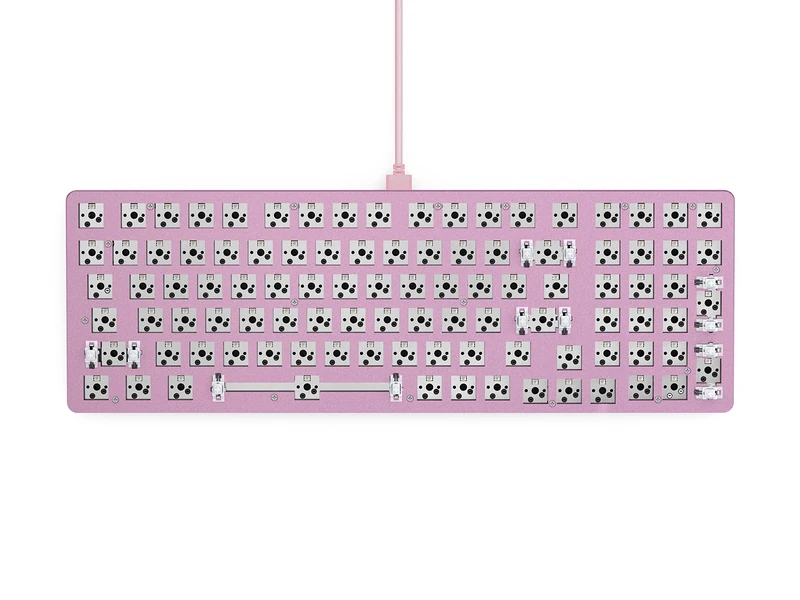 GLORIOUS Gaming GMMK 2 Full Size (96Percent) Barebones (Frame Only) - Mechanical Gaming Keyboard Frame, Full Size (96Percent), Aluminium, Customisable, Per Key RGB, International/ISO Layout - Pink