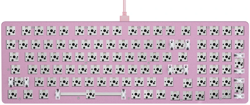 Glorious Gaming GMMK 2 Full Size (96%) Barebones (Frame Only) - Mechanical Gaming Keyboard Frame, Full Size (96%), Aluminium, Customisable, Per Key RGB, American/ANSI Layout - Pink