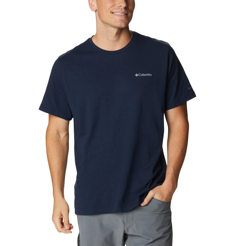 Columbia Men's Thistletown Hills Short Sleeve Hiking Shirt, Collegiate Navy Heather, Large Tall