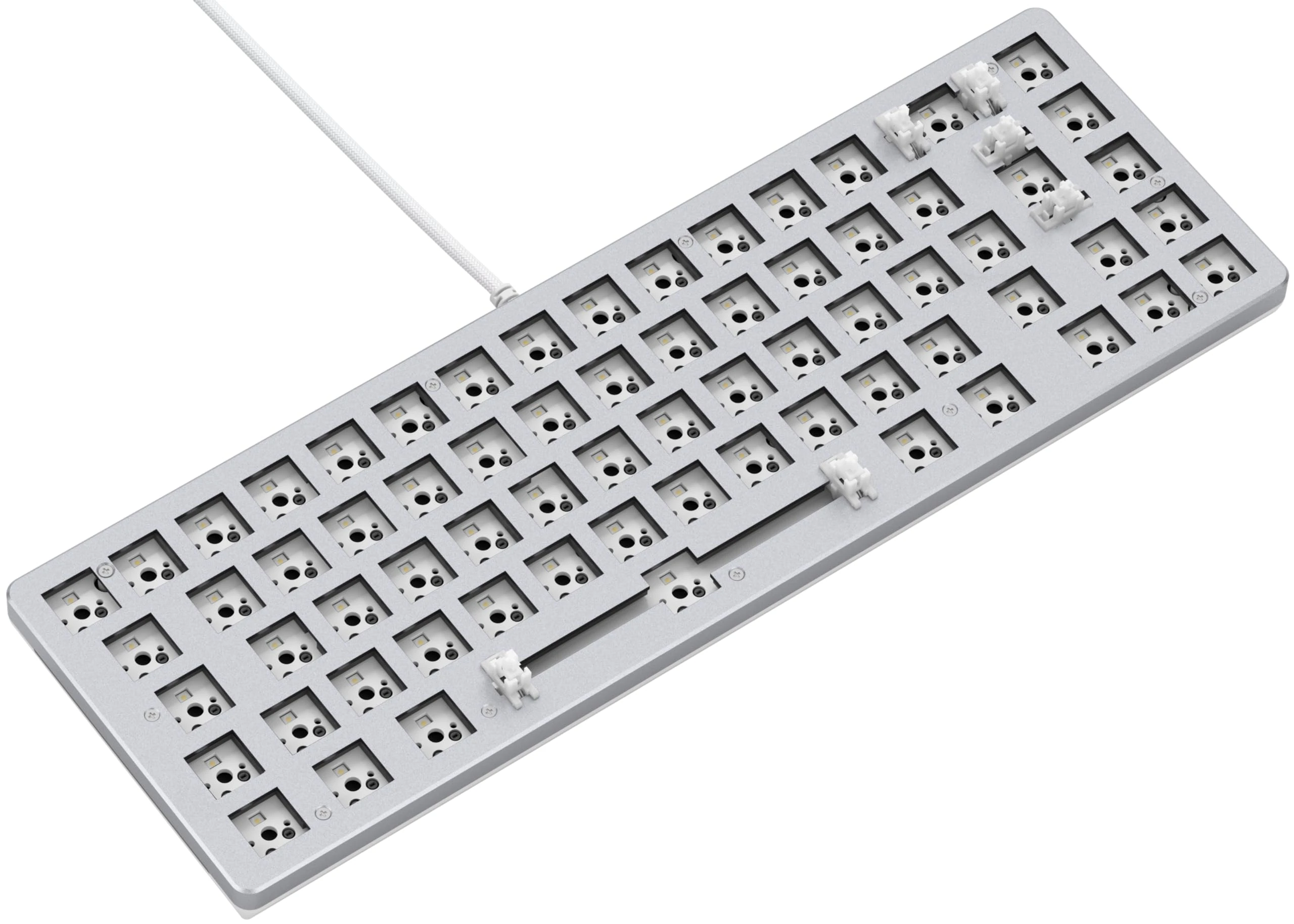 Glorious Gaming GMMK 2 Compact 65% Barebones (Frame Only) - Mechanical Gaming Keyboard Frame, Compact TKL Size (65%), Aluminium, Customisable, Per Key RGB, International/ISO/Layout - White