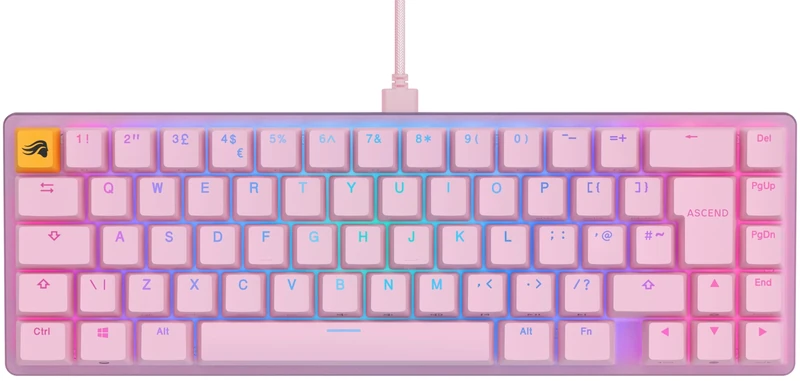 Glorious Gaming GMMK 2 Compact (65%) - Mechanical Gaming Keyboard, Aluminium Frame, Customisable, Doubleshot Caps, Fox Switches, Per Key RGB, Full NKRO, English UK QWERTY Layout - Pink