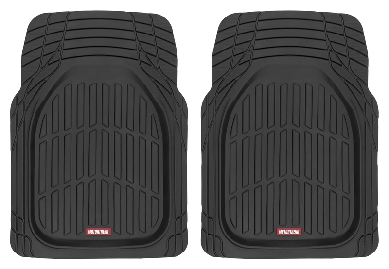 Motor Trend -2 Piece Front Car Floor Mats- Black FlexTough Contour Liners-Deep Dish Heavy Duty Rubber Floor Mats for Car SUV Truck & Van-All Weather Protection, Universal Trim to Fit