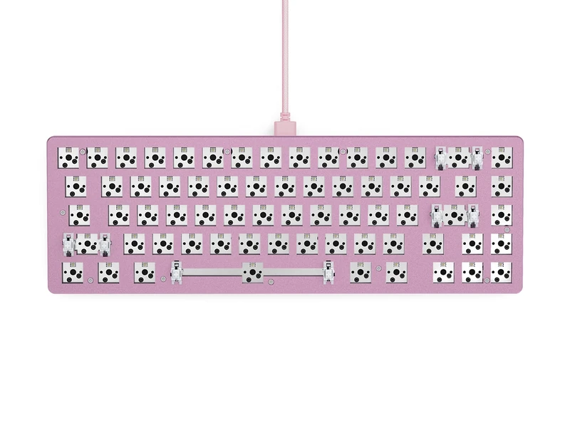 Glorious Gaming GMMK 2 Compact 65Percent Barebones (Frame Only) - Mechanical Gaming Keyboard Frame, Compact TKL Size (65Percent), Aluminium, Customisable, RGB, International / ISO / Layout - Pink