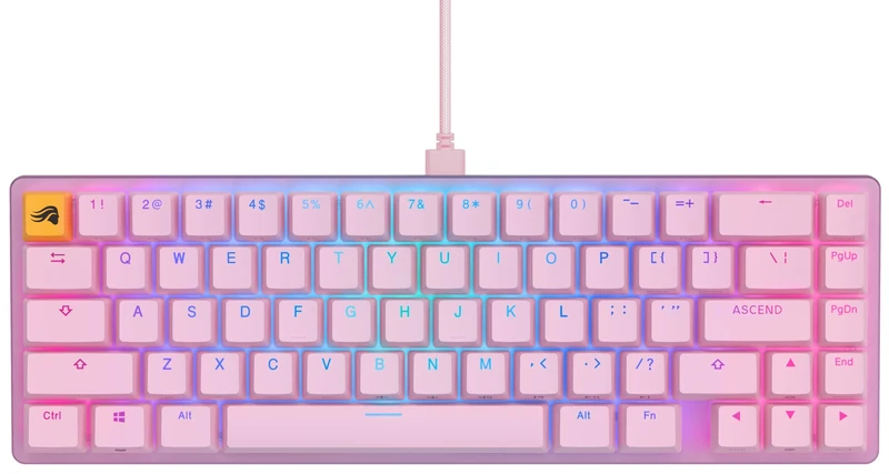 Glorious Gaming GMMK 2 Compact (65%) - Mechanical Gaming Keyboard, Aluminium Frame, Customisable, Doubleshot Caps, Fox Switches, Per Key RGB, Full NKRO, American QWERTY Layout - Pink