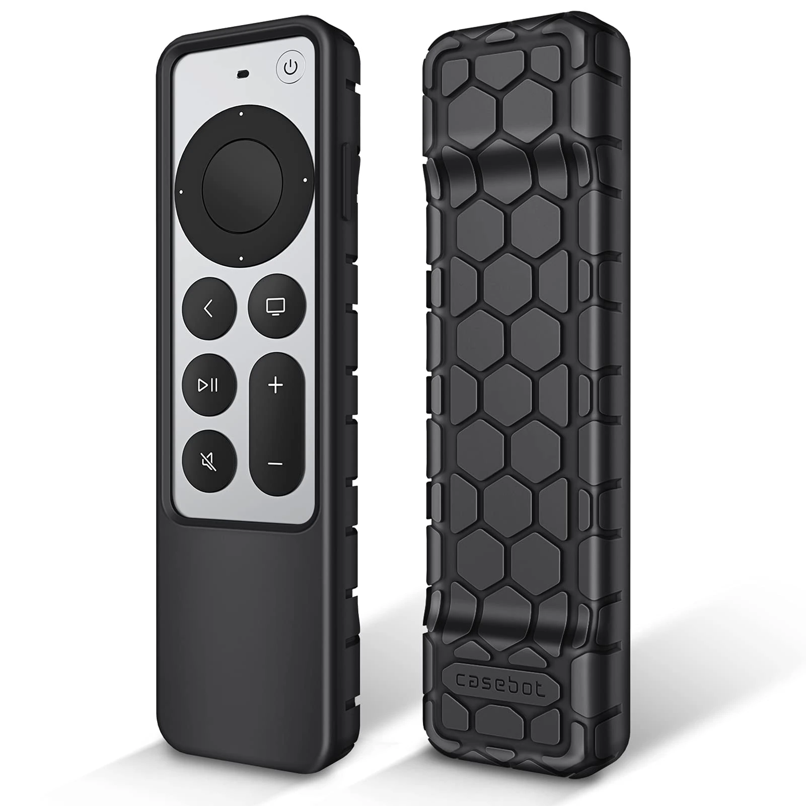 Fintie Remote Control Case for Apple TV 4K / HD Siri Remote 2022 2021 (3rd / 2nd Gen) - [Beehive Series] Lightweight Non-Slip Shockproof Silicone Protective Slim Case Cover, Black