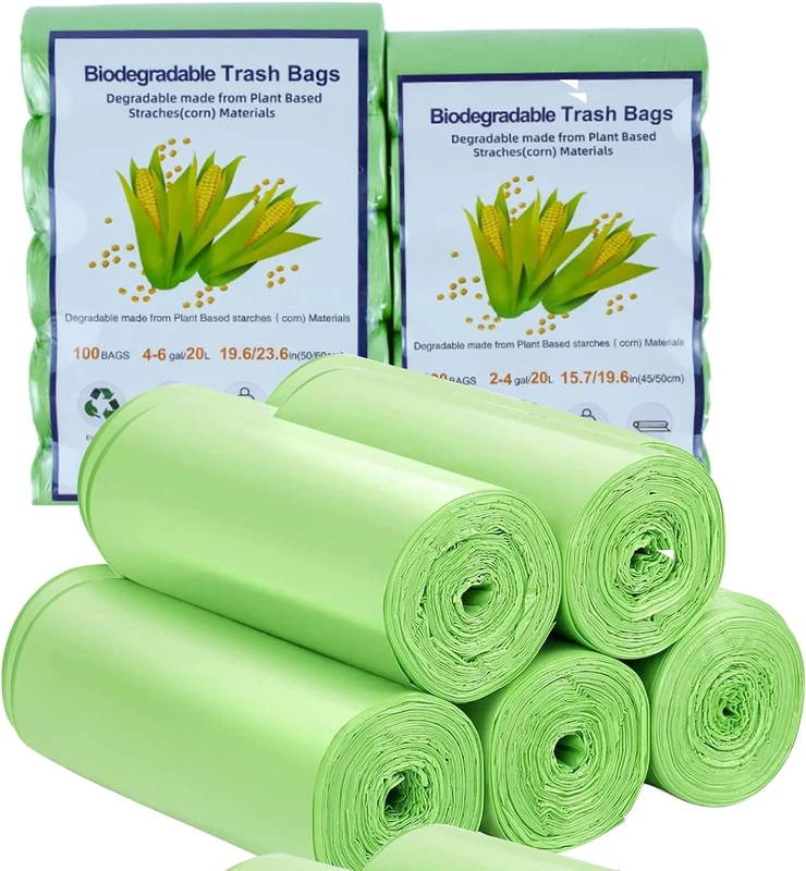 Thick Biodegradable food waste bags Small Bin Bags 10L,Leak-Proof Compostable caddy liners Pedal Bin liners 100PCS Kitchen Caddy Liners for 2-4Gallon bins fits Bathroom, Office Household 45 * 50CM