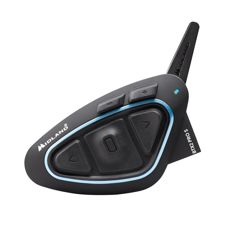 Midland - Motorcycle Intercom BTX2 Pro S LR Single, Waterproof IPX6 Helmet Headset, Dual Bluetooth Processor, 1.6Km, 4 Pairs of Riders, 23H Battery, Noise Cancellation, Hi-Fi Audio, Universal Intercom