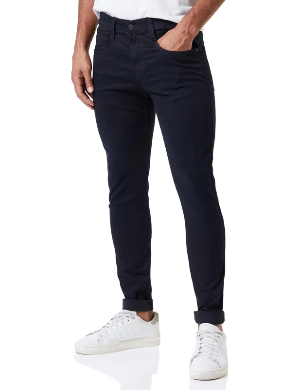 REPLAY Men's Bronny Hyperflex Re-Used Xlite Jeans, 7 Dark Blue, 27W/30L