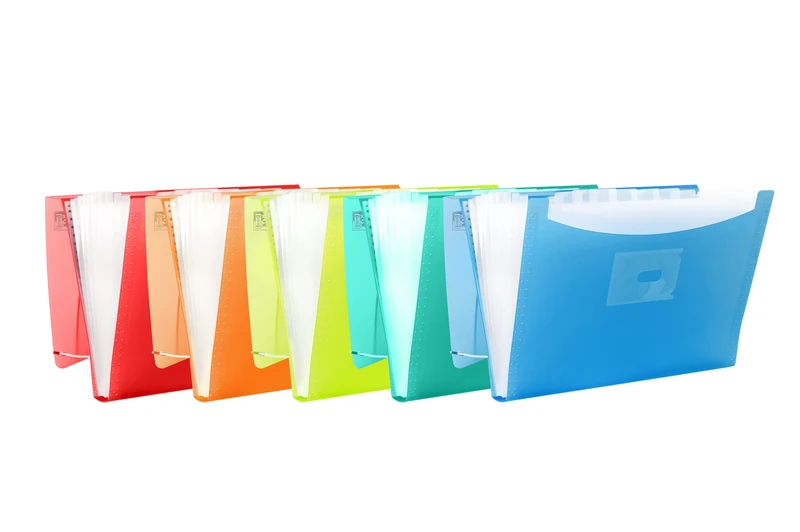 Oxford A4 Expanding File Folder 12 Pockets Plastic 5 Colours Pack of 10